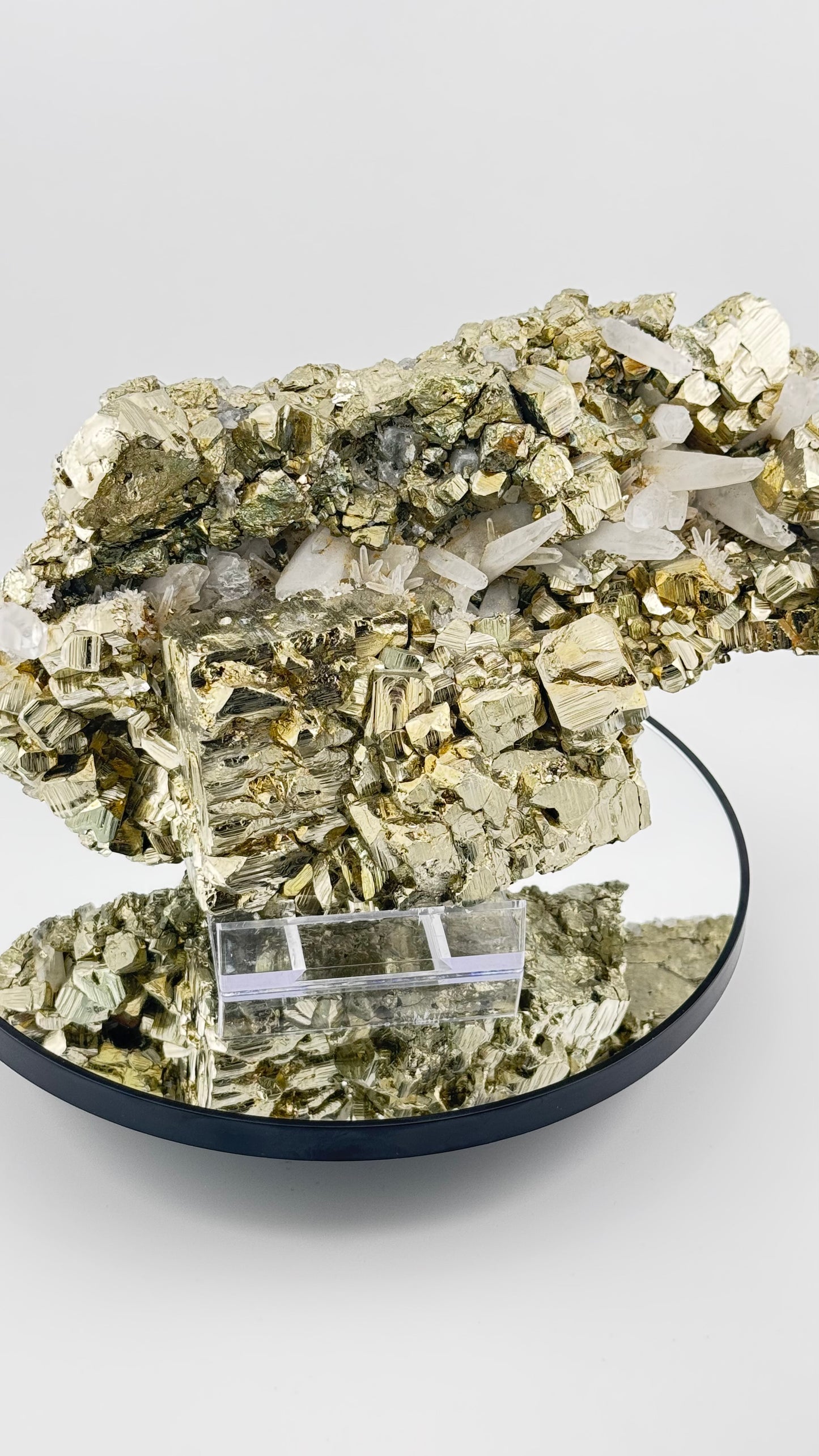Pyrite cluster with rock crystal – Monumental “fool’s gold”, 3.6kg