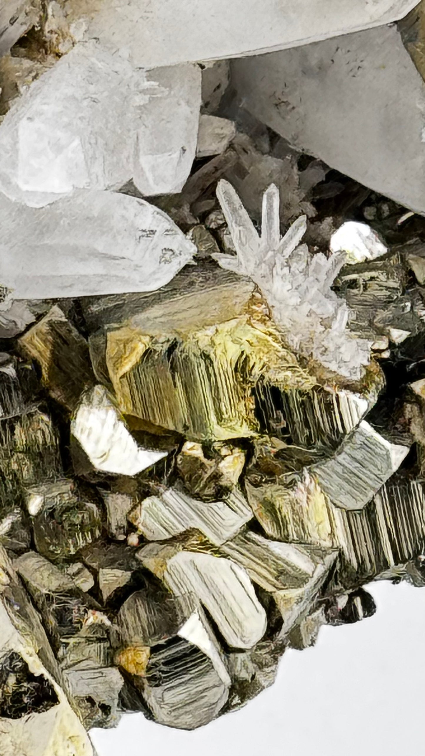 Pyrite cluster with rock crystal – Monumental “fool’s gold”, 3.6kg